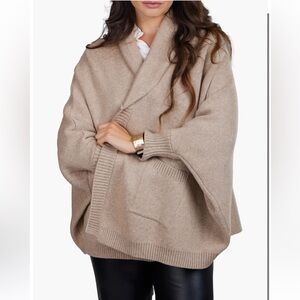 SAACHI Beige Knit Poncho/Cardigan Sweater - NWOT